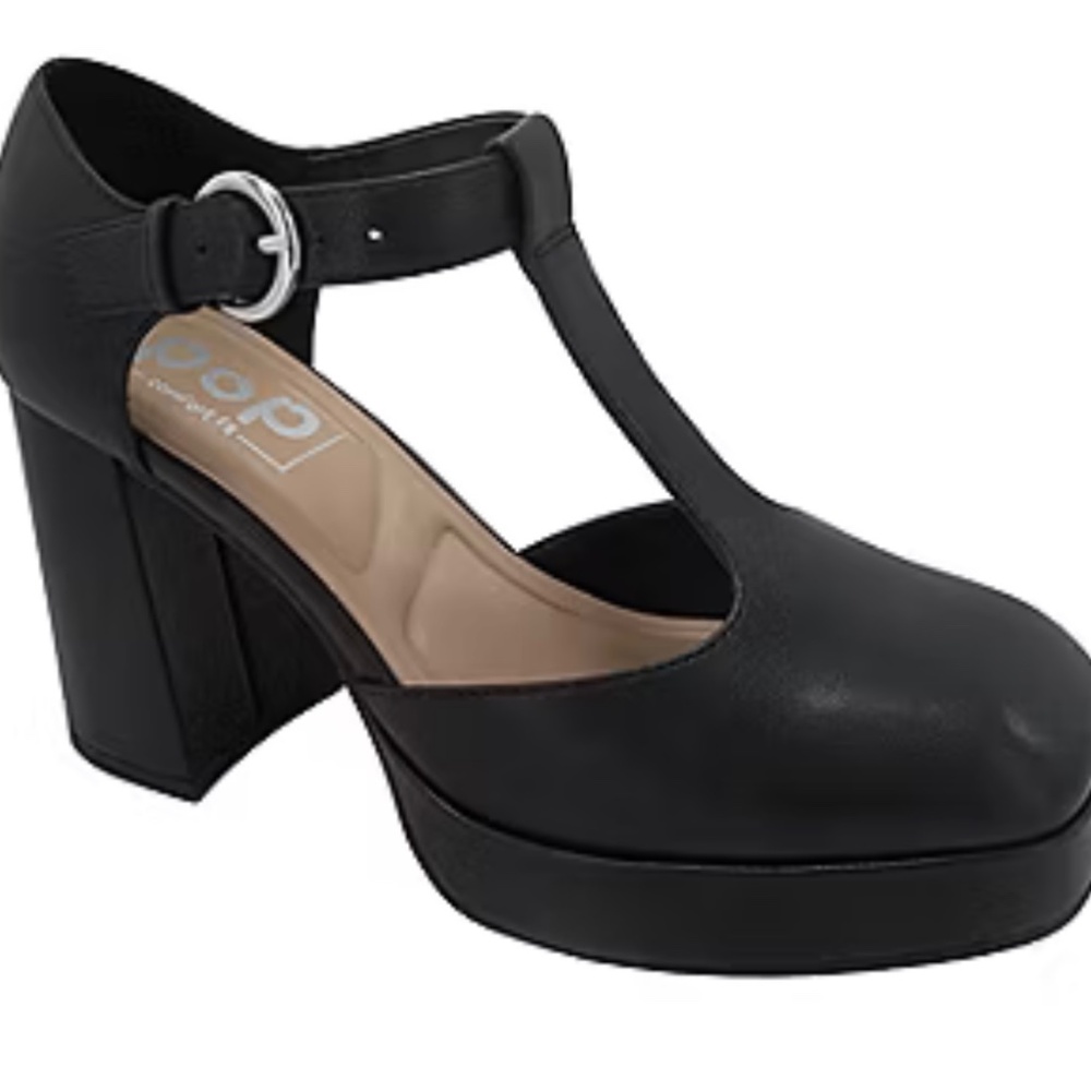 Pop Women Black Block Heel Platform Y2K Mary Jane Dress Shoes Sz 6.5 QUICK SHIP